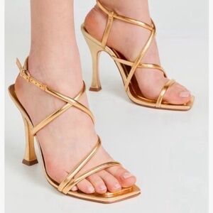 Schutz Gold Strappy Heels